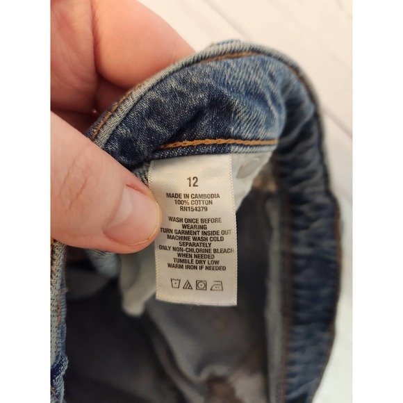 Aeropostale Women's Blue Cotton 5 Pockets Distressed High Rise Mom Jeans Size 12 - Picture 4 of 7